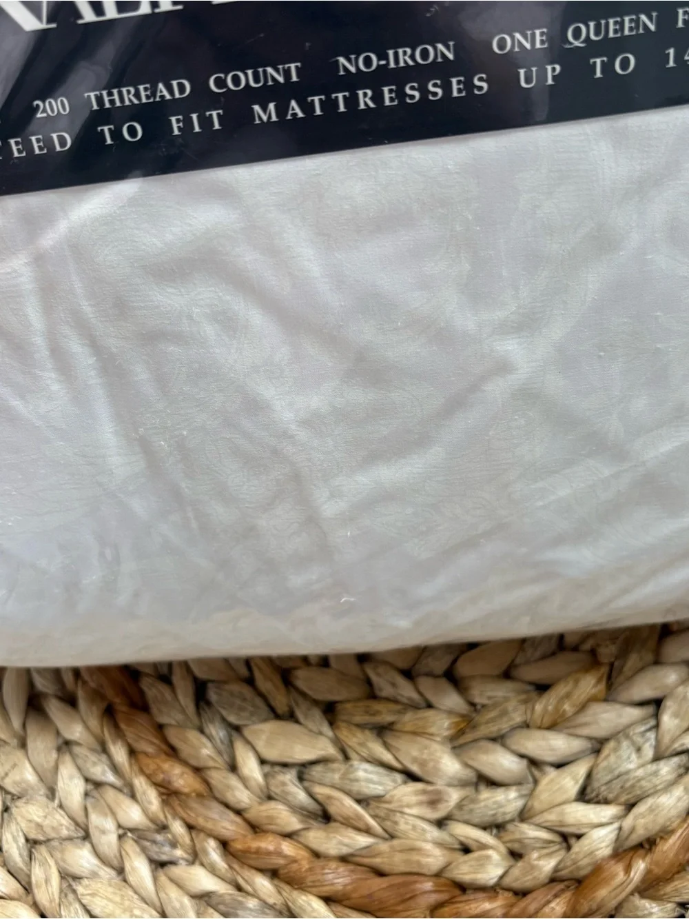 Vintage Ralph Lauren Avery Damask Fitted Sheet, White NWT